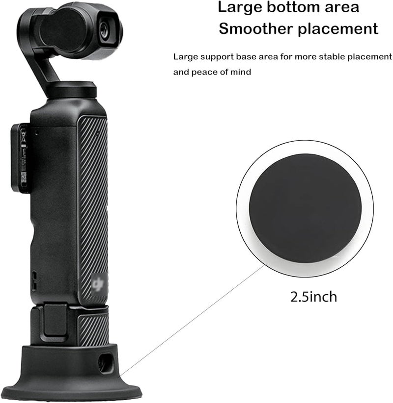 PCTC Osmo Pocket 3 Silicone Non-Slip Desktop Mount+ 4Packs Tempered Glass Screen Lens Protector,Accessories Kit Only for Osmo Pocket 3(Black) - Image 3
